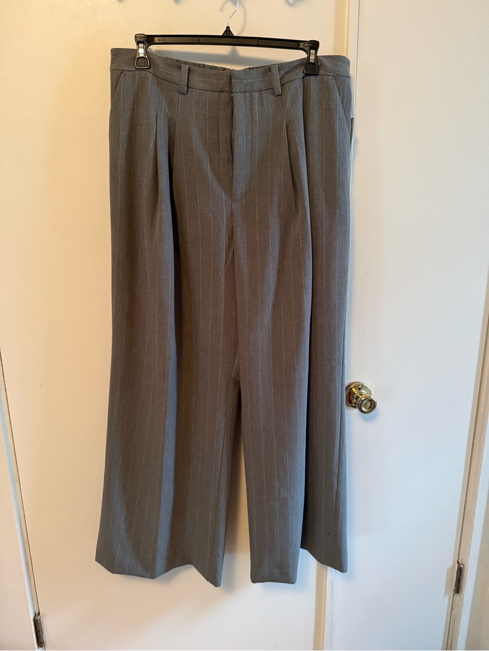 Maeve Gray Pinstripe Wide Leg Trousers